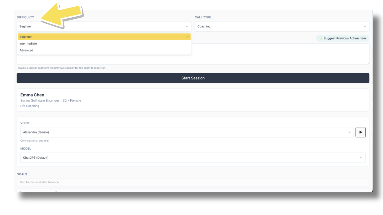 Choosing a Difficulty Level